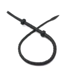 Chicote traçado longo de microfibra preto enrolado com ponta em forma de folha