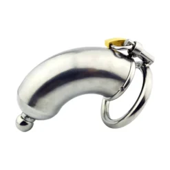 Cinto de castidade fechado de aço inox, gaiola longa com sonda uretral e cadeado