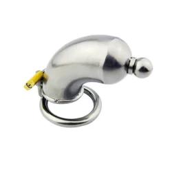 Gaiola de castidade longa de aço inox com cadeado e ponta da sonda