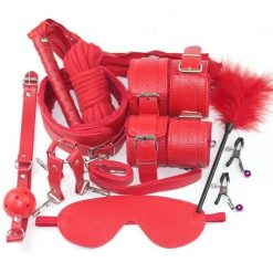Kit Bondage BDSM Completo 10 Peças BDSM Chicote Bondage Coleira Jogos Adultos 