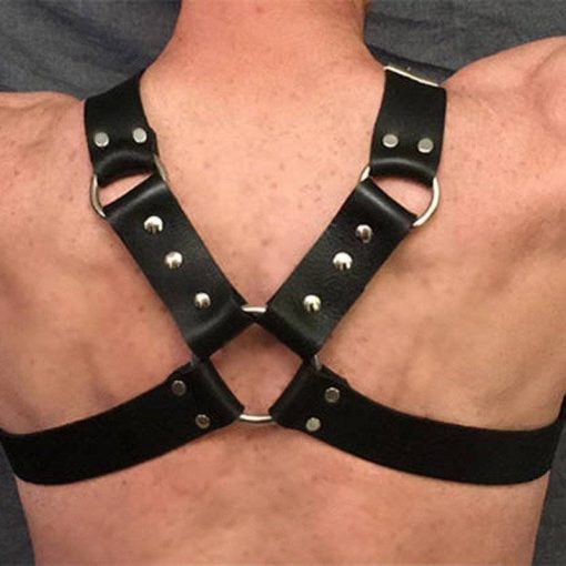Harness Masculino de Couro Peitoral Cruzado BDSM Vestuário BDSM