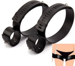 Algemas Braços e Pernas de Couro com Fivelas Para Cadeado BDSM Bondage