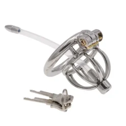 Gaiola de castidade pequena com sonda uretral e chaves