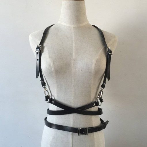 Harness de Couro Unissex Cinto com Suspensório Vestuário