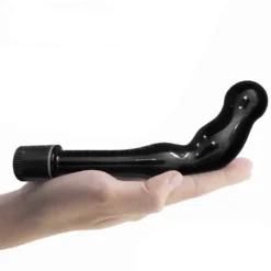 Massageador de próstata vibrador preto de 19 cm na palma da mão