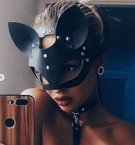 Máscara Mulher Gato Cosplay Fantasia Sexy Fetiche Vestuário Jogos Adultos