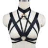 Harness sutiã feminino Aurum preto com gola choker e argola dourada