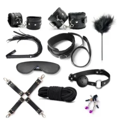 Kit BDSM de 10 peças na cor preta