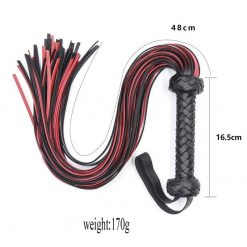 Chicote de Couro Genuíno Flogger Longo 65 cm BDSM Chicote