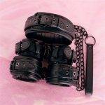 Kit Bondage BDSM Algemas Tornozeleiras e Coleira Restrição SM BDSM Bondage Coleira Jogos Adultos