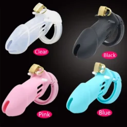 Gaiola CB 6000 de silicone transparente, preta, rosa e azul
