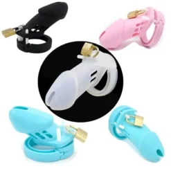 Cinto de castidade CB 6000 de silicone nas cores preta, rosa, transparente e azul com cadeado