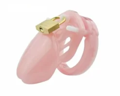 Cinto de castidade gaiola de plástico rosa com cadeado