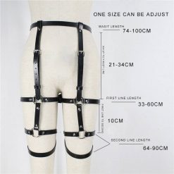 Cinto Feminino com Cinta Liga Harness de Couro Vestuário