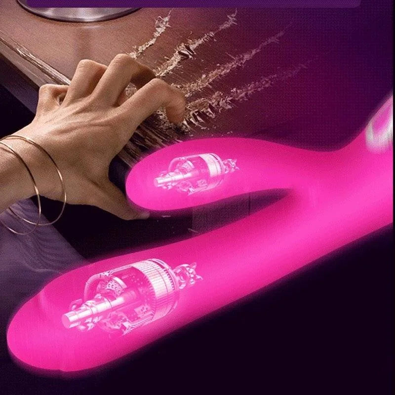 Corte do vibrador rabbit mostrando os dois motores independentes dentro do corpo