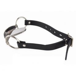 Mordaça Bite Gag Pony Play Boca Aberta Língua Babando em Aço Inoxidável BDSM Mordaça
