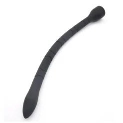 Plug anal longo de silicone preto com 43 cm inseríveis