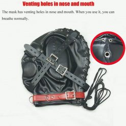 Máscara BDSM de Couro Capuz Slave Privação Sensorial BDSM Máscara