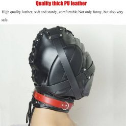 Máscara BDSM de Couro Capuz Slave Privação Sensorial BDSM Máscara