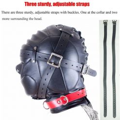 Máscara BDSM de Couro Capuz Slave Privação Sensorial BDSM Máscara