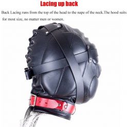 Máscara BDSM de Couro Capuz Slave Privação Sensorial BDSM Máscara