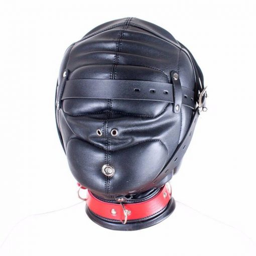 Máscara BDSM de Couro Capuz Slave Privação Sensorial BDSM Máscara