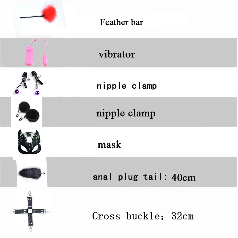 Medidas do kit BDSM: algemas 18 a 22 cm, tornozeleiras 20 a 27 cm, coleira 34 a 44 cm e mordaça de 4,5 cm