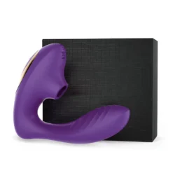 Vibrador sugador de clitóris e ponto G roxo com caixa preta