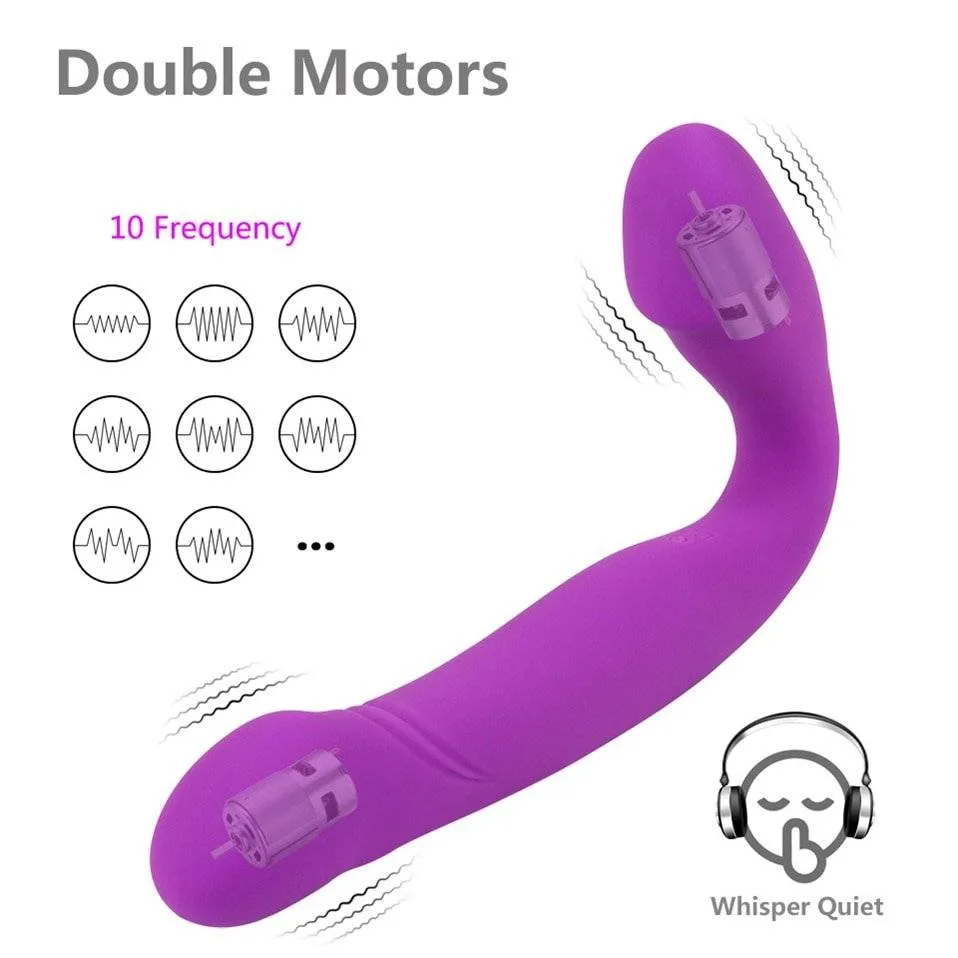 Strapless strapon com dois motores, um em cada ponta, e 10 padrões de vibração
