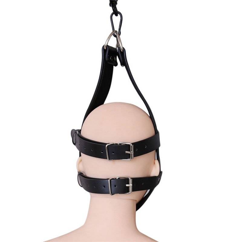 Adulto jogos escravo restrições cabeça bondage pendurado cinto capa de couro brinquedos eróticos bdsm feminino sexo ferramentas para casais fetiche