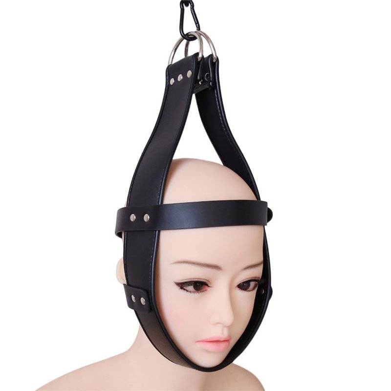 Adulto jogos escravo restrições cabeça bondage pendurado cinto capa de couro brinquedos eróticos bdsm feminino sexo ferramentas para casais fetiche