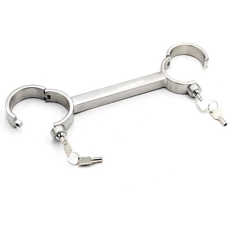 Barra de extensão de Aço inoxidável Mão Fixo Algemas Bondage Slave Restrições Algemas Tortura BDSM Adulto Jogos Sex Toys Para Casais