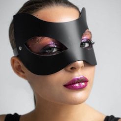 Blindfold Máscara de Gatinha Venda de Couro Sexy BDSM BDSM Coleira Máscara Jogos Adultos