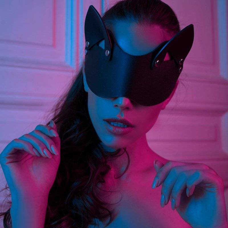 Uyee sexy máscara de couro punk cosplay blindfold masquerade erótico gato orelha coelho halloween carnaval festa cosplay máscara