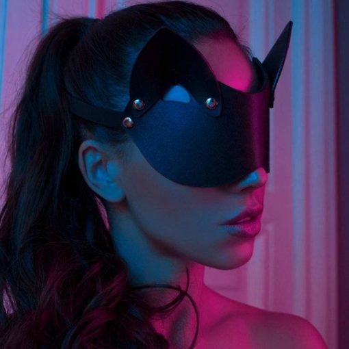 Máscara de Couro Venda Blindfold Sexy BDSM Luxury Vestuário BDSM Mordaça Coleira Máscara Jogos Adultos