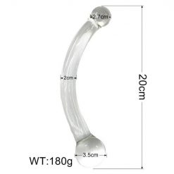 Consolo de Vidro Dildo Arco Com Duas Pontas Esféricas Inserção Consolo Vidro Vidro Estimulador de Próstata