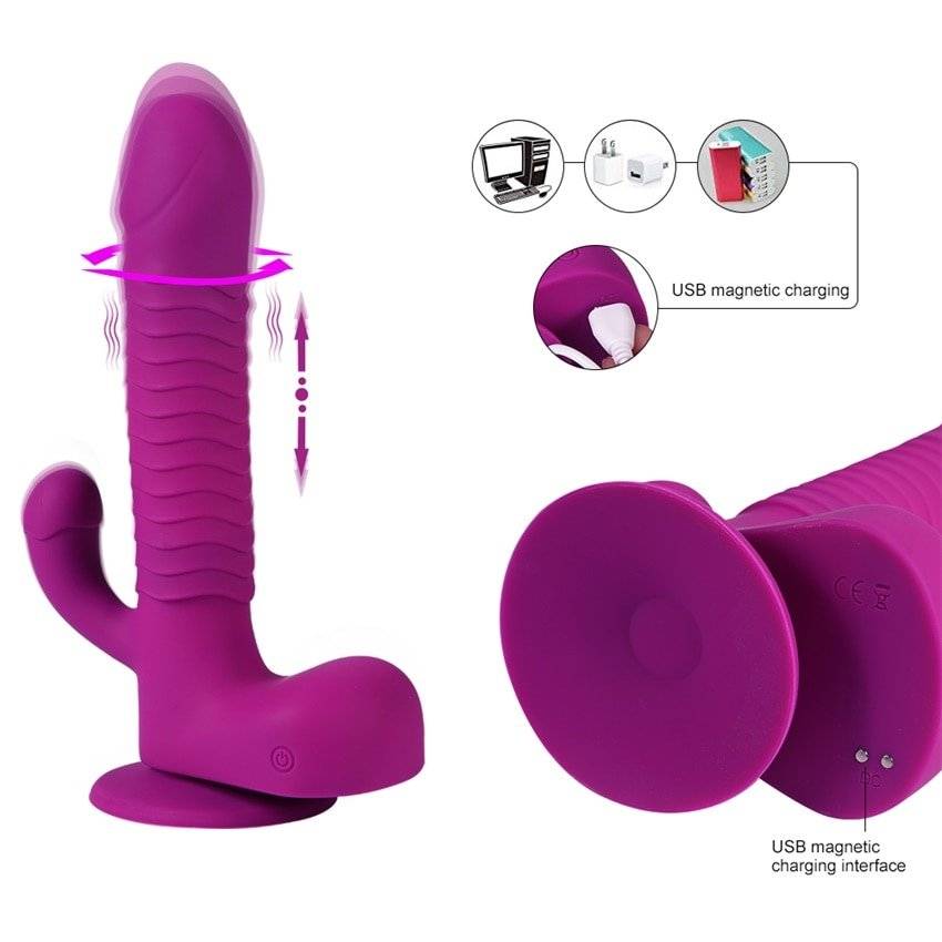 Vibrador do vibrador do ponto de mlsice g para mulher estimulação clitoral & anal, controle remoto que empurra o vibrador giratório do coelho para mulher