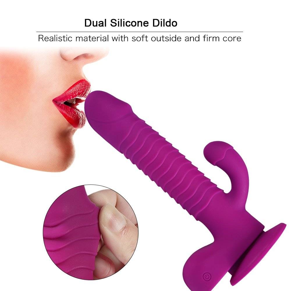 Vibrador do vibrador do ponto de mlsice g para mulher estimulação clitoral & anal, controle remoto que empurra o vibrador giratório do coelho para mulher