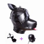 Black High Quality Adjustable Leather Erotic Dog Mask Bdsm Bondage Hood for Fetish Pup Cosplay Role Play Costumes Sex Products BDSM
