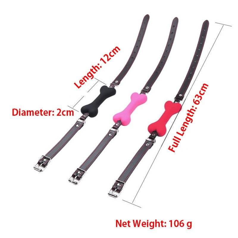 Coleira de couro para casais, coleira de couro sólido fofa para cães, silicone, osso, mordaça, plugue bocal, flerte, produtos sexuais, brinquedos para adultos