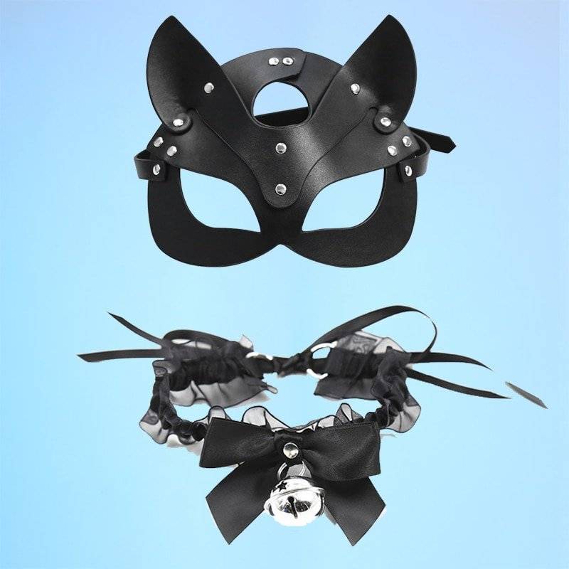 Máscara de couro sexy mulheres bdsm colar fetiche erótico masquerade halloween carnaval cosplay catwoman bunny máscaras seks festa máscara