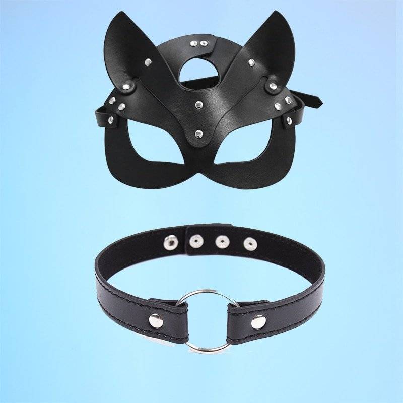 Máscara de couro sexy mulheres bdsm colar fetiche erótico masquerade halloween carnaval cosplay catwoman bunny máscaras seks festa máscara