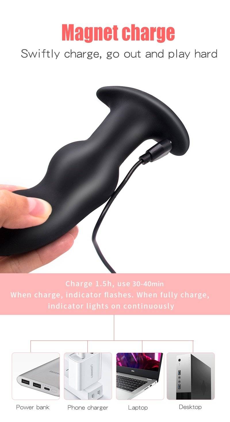 Vibração anal plug vibro rotação contas sem fio butt plugues massagem de próstata silicone vibrador para ânus vibrando brinquedos sexuais