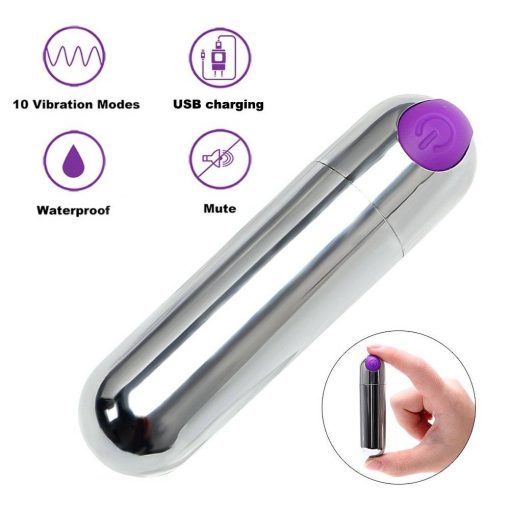 Vibrador Bullet Mini Capsula Vibratória Bala Recarregável USB 10 Velocidades Vibradores