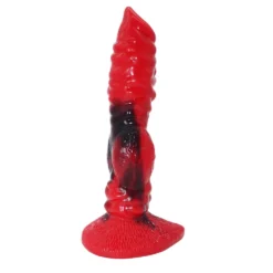 Dildo de lobo vermelho e preto com base de ventosa