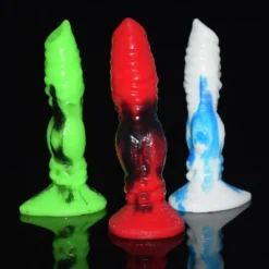 Pênis realista de lobo em silicone nas cores verde, vermelha e branca com azul