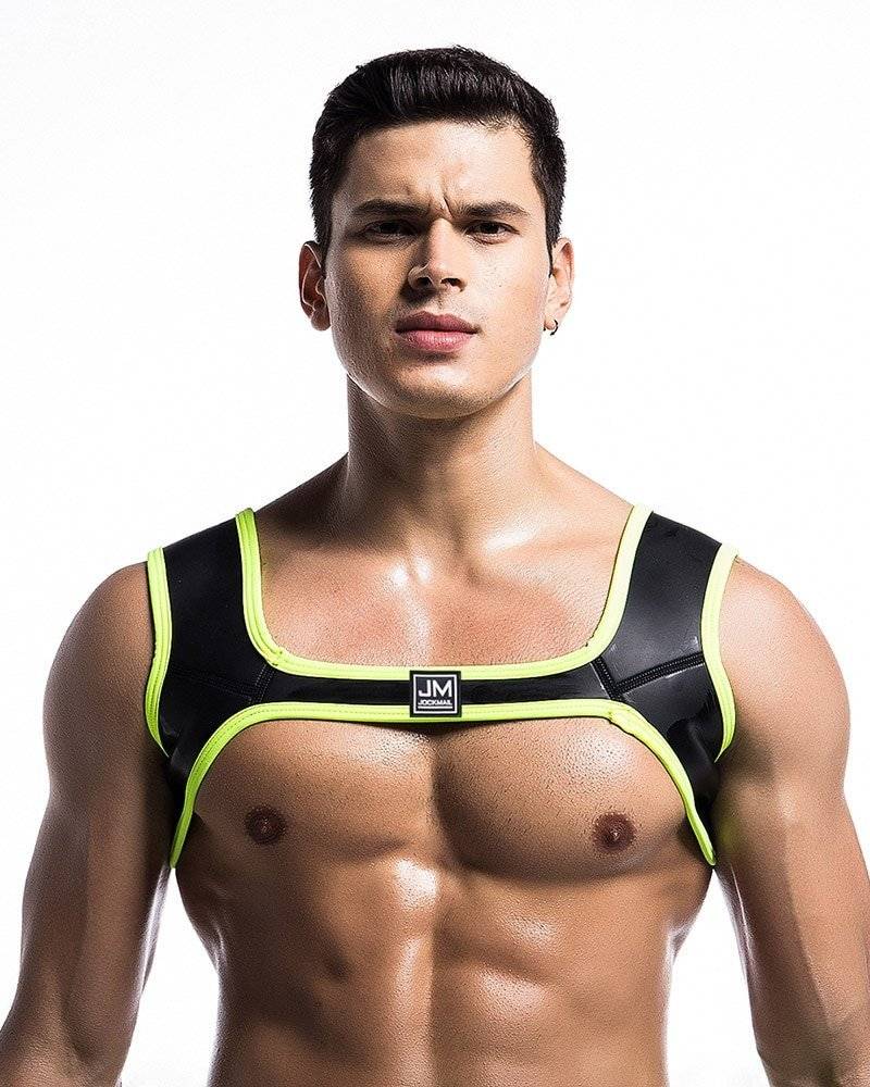 Jockmail coleira de neoprene para homens, equipamento de proteção para exercício muscular, regata gay, fitness, esportes, alças de ombro