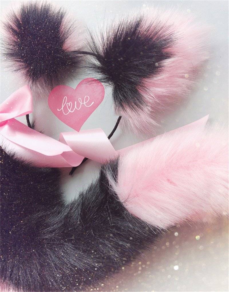 Orelhas de gato macio bonito headbands com cauda de raposa arco de metal but anal plug erótico cosplay acessórios adultos brinquedos sexuais para casais