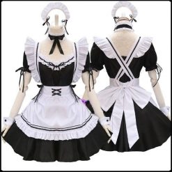 Preto bonito lolita maid trajes vestido de empregada francesa meninas mulher amine cosplay traje empregada doméstica festa trajes palco Vestuário