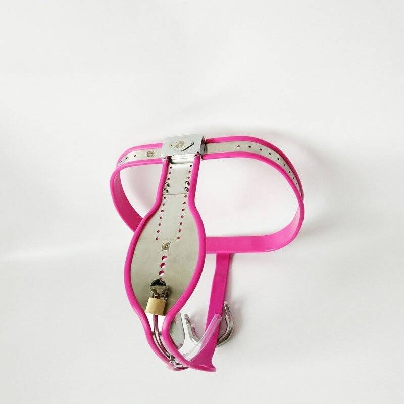 Rosa silicone aço inoxidável masculino cinto de castidade calças sexy brinquedos bdsm bondage t-tipo dispositivo de castidade masculino produtos sexuais